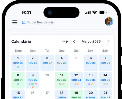 Calendário RDO
